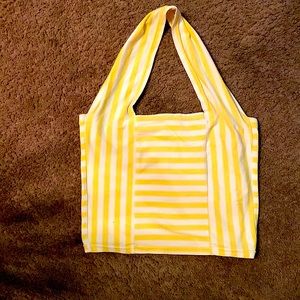 Halter, Yellow and White Striped  Top - Size LG some Spandex mixed with Cotten.